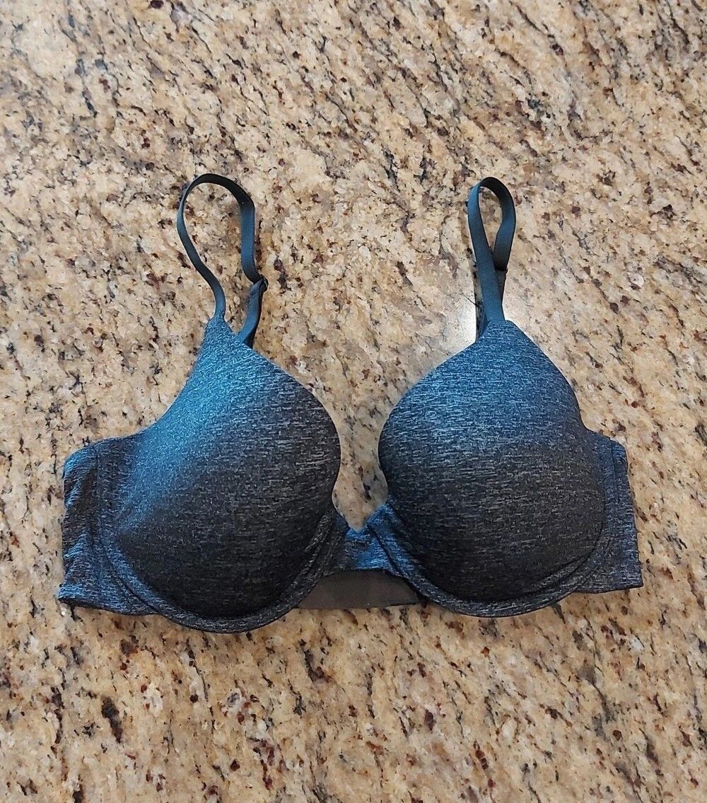 VICTORIA'S SECRET UPLIFT SEMI DEMI Bra Size 32D Gray Heathered Convertible UW